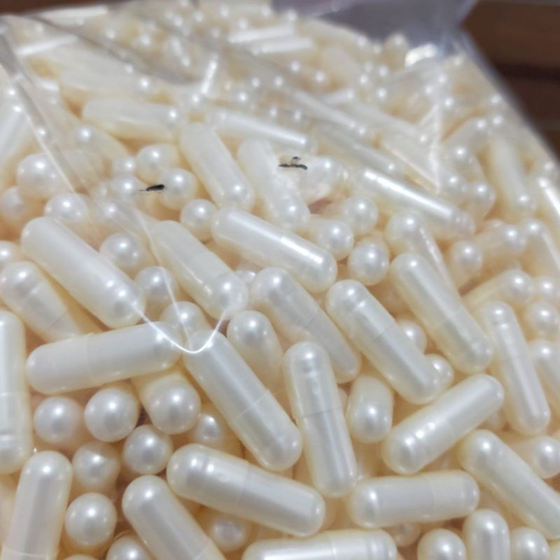 kapsul kosong putih metalik/mutiara isi 1000 pcs ukuran 0