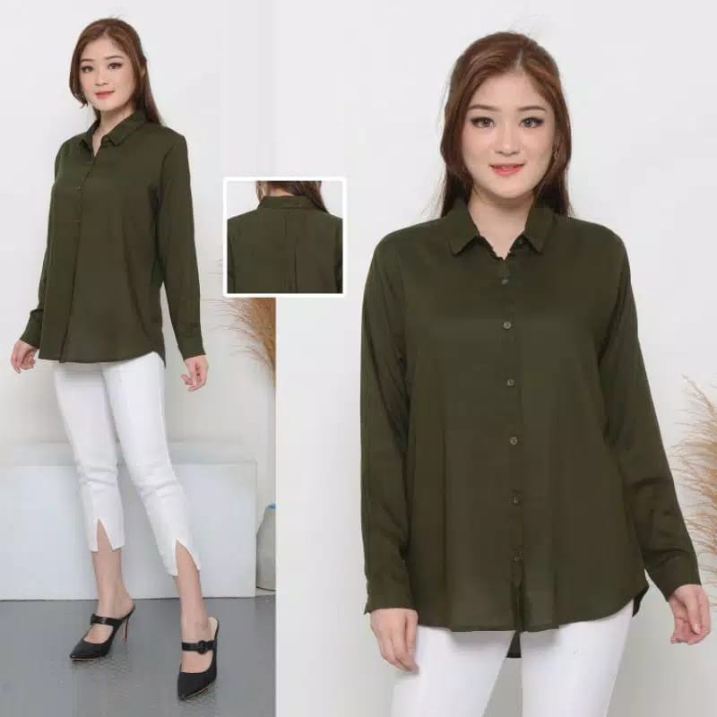 BO - KEMEJA BASIC RAYON / KEMEJA WANITA / KEMEJA IMPORT /KEMEJA POLOS/ KEMEJA TERBARU / FASHION WANITA