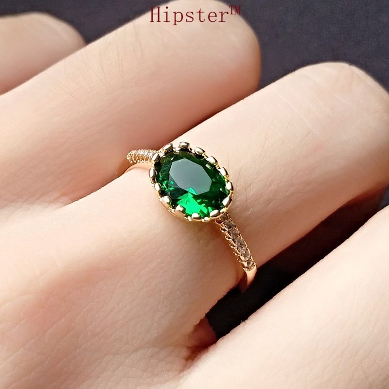 Best-Selling Button in Europe and America Hot Sale Fashion Luxury Emerald Egg Ring