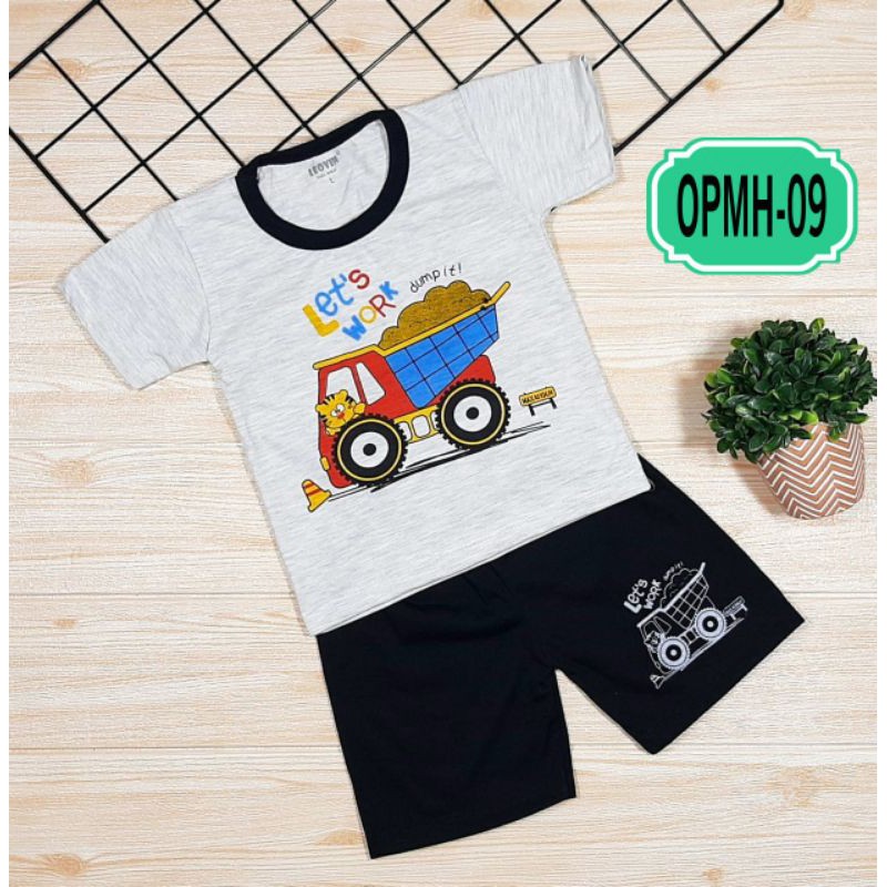 Leovin Setelan Kaos Dan Celana Pendek Bayi Usia 3 Bln sd 1 Thn Random TGS