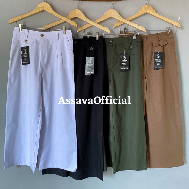 Celana Kulot Highwaist Bahan Rami Linen - Celana Kulot Linen Wanita