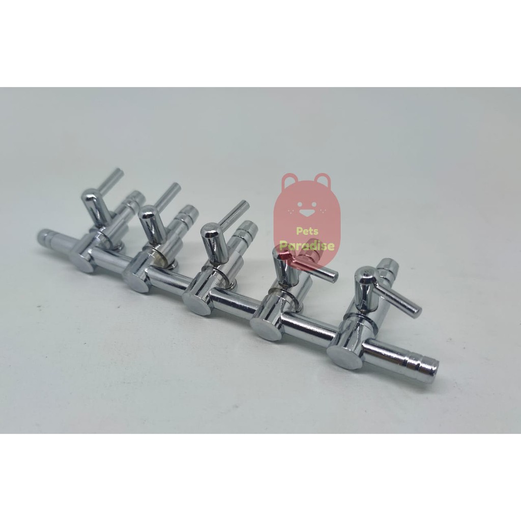 Perlengkapan Aquarium Kran Nikel 5 Way