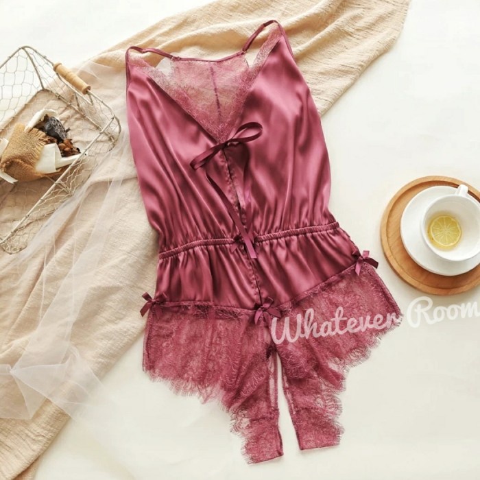 lingerie sexy Cheryl - Sexy Lingerie Bodysuit Crotchless Teddy Sleepwear - Hitam bra sexy VIRAL BEST