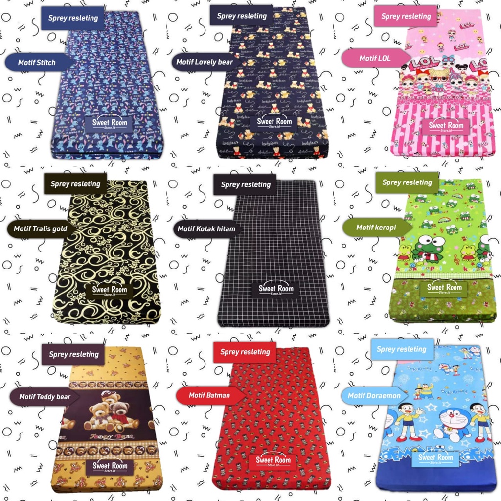 Sprei Resleting Motif Anak Sprei 90x200x15 Single No 4 Sprei Resleting