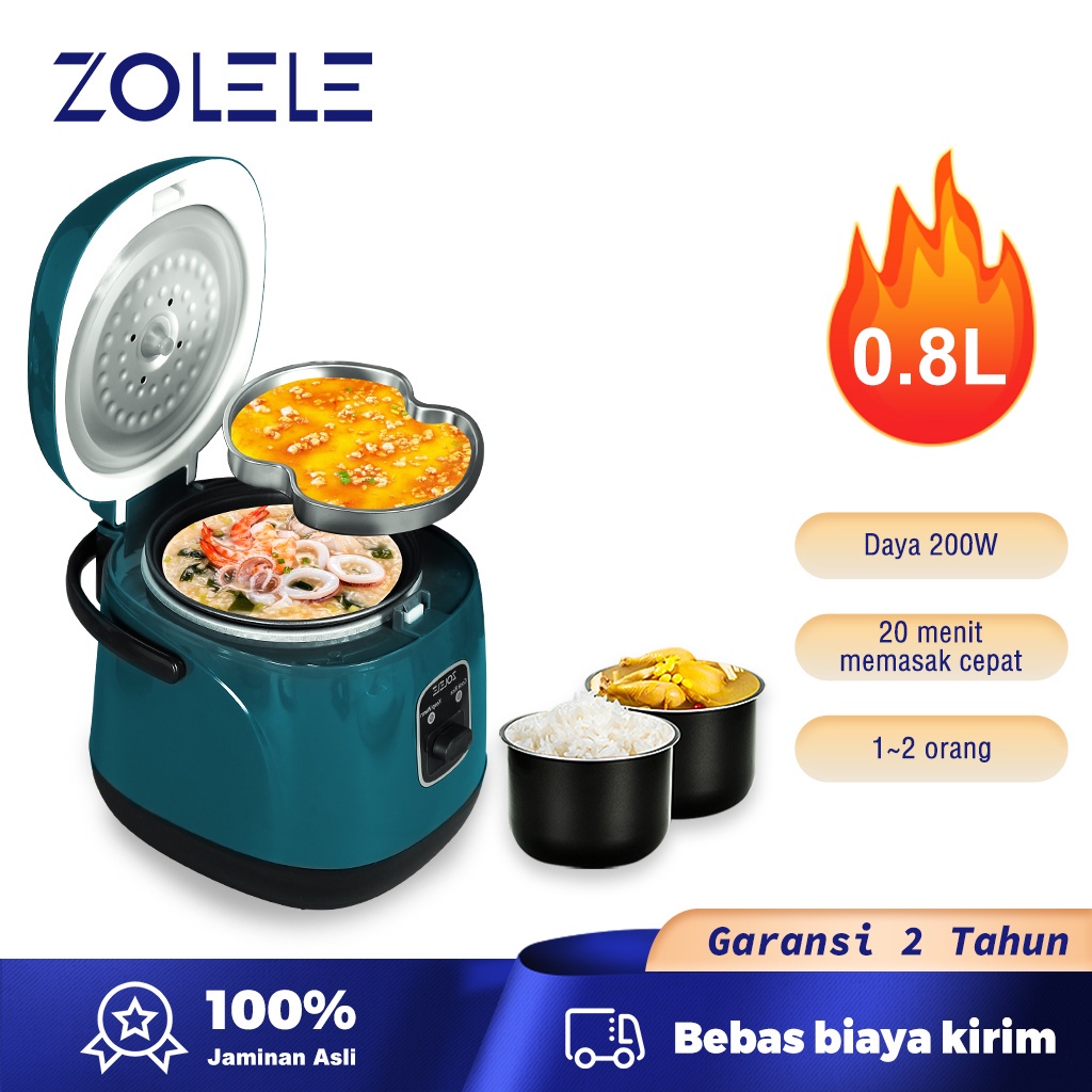 zolele mini rice cooker 0 8l multi function penanak nasi one button quick cooking