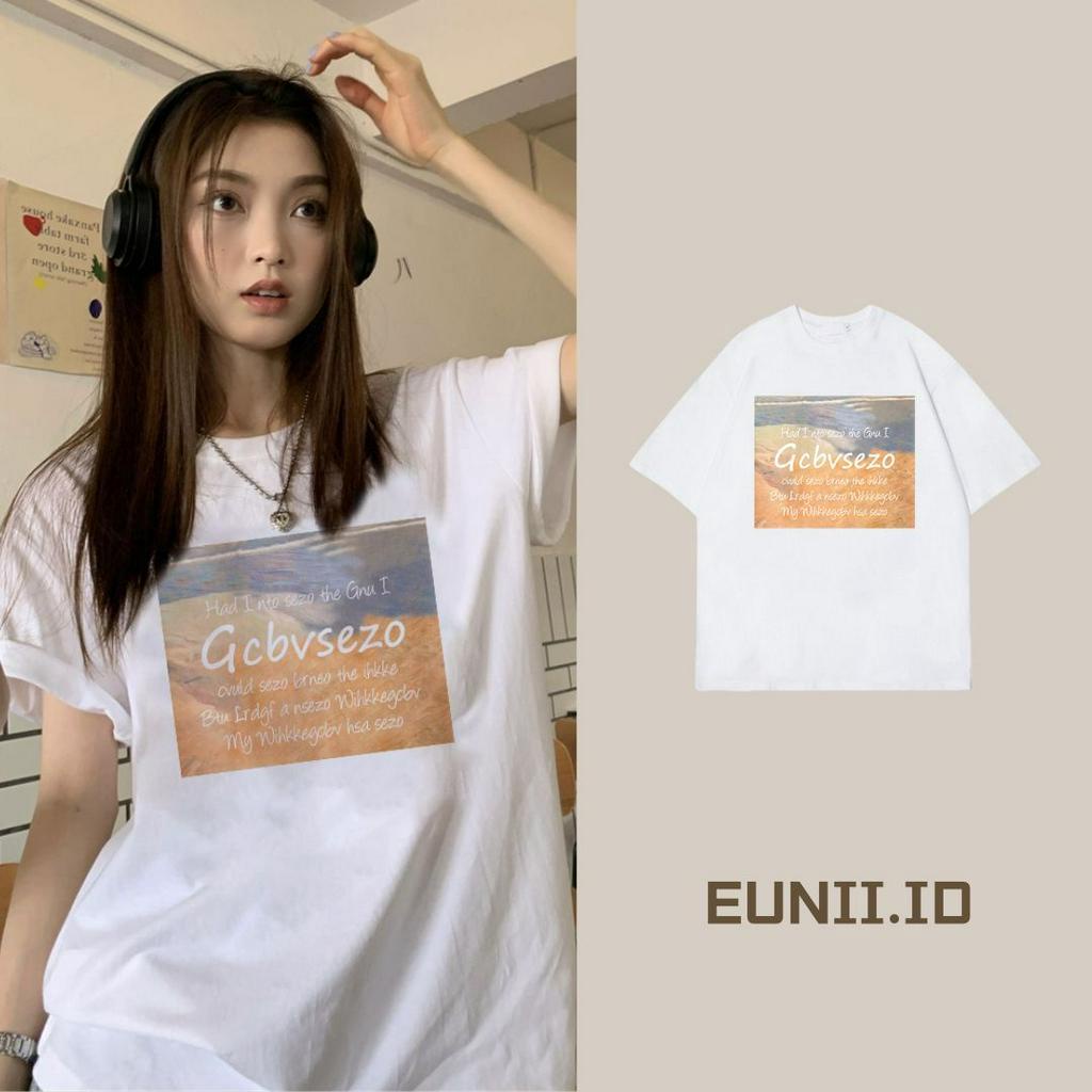 EUNII T-shirt Lengan Pendek SEZO Korean Style/Kaos Atasan Wanita/Baju Kaus Oversize Wanita/Kaos Wanita