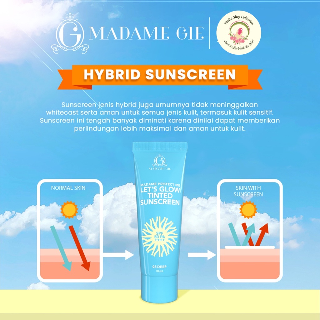 Sunscreen Madame Gie Madame Protect Me Let's Glow Tinted SPF 50 PA ++++ | Skincare sunblock