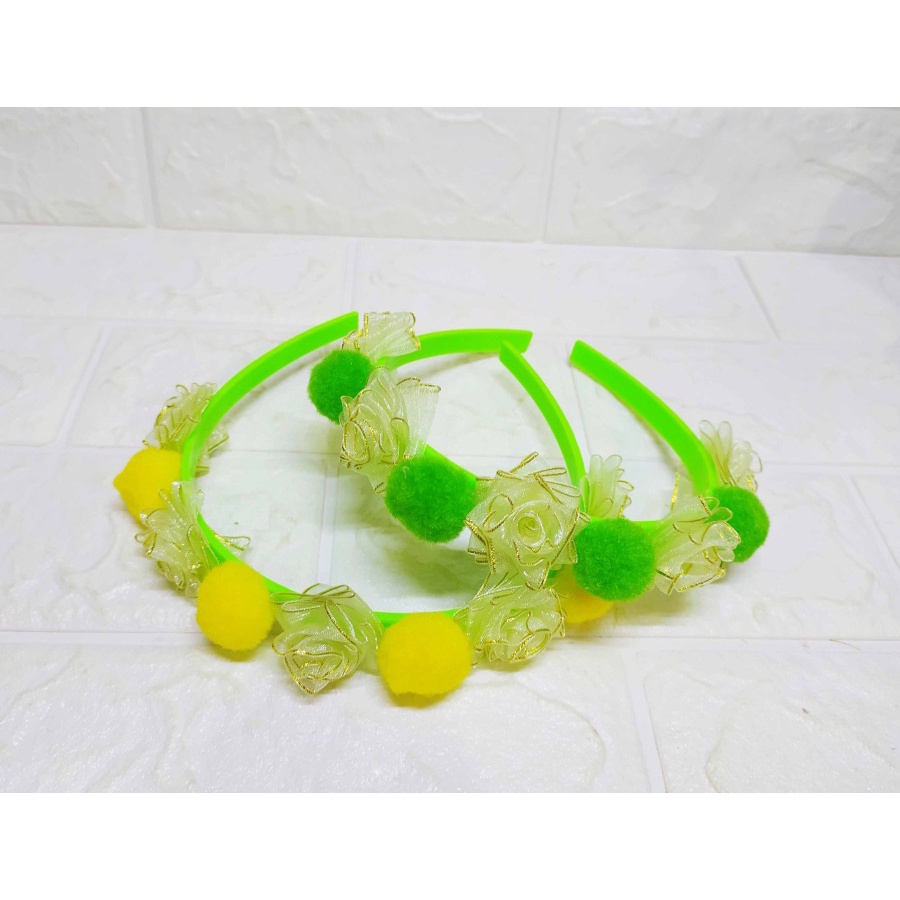 Bando Mawar Pom Pom - Aksesoris Rambut, Bando Cantik Lucu dan Imut