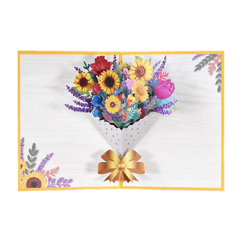 Solighter Kartu Ucapan Hari Ibu Handmade card Color printing Flowers blessing card Mother's Day Now 3D Tiga Dimensi Dengan Amplop Greeting Gift card