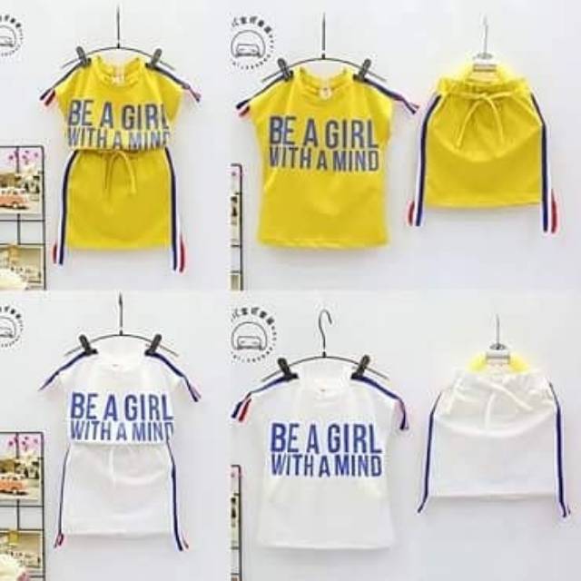 Setelan anak kuning baju dan rok 2 - 5 tahun