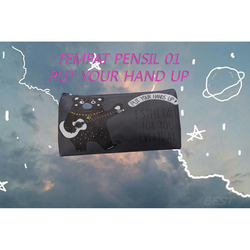 [KODE : 01] Tempat Pensil KARAKTER LINE / Tempat Alat Tulis Motif Gambar Brown Cony Sally-PUT YOUR HAND UP