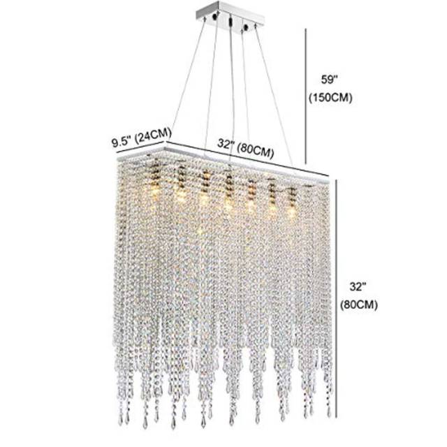 Lampu hias meja makan kristal