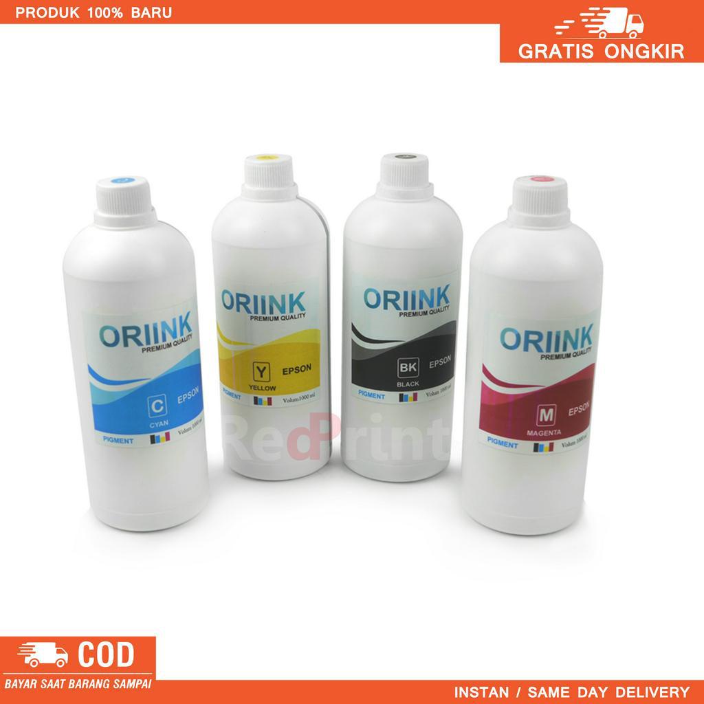 Tinta Pigment ORIINK untuk Printer L Series L110, L210, L350, L1300, L365, L310, L360, L385, L380, L650 L460, L465, L485, L605, L1110, L3100, L310, WF Series WF-7610, WF-C5790, WF-2528,  M Series : M1100, M3170, M2140, M205, Water Resistant. 1000ml