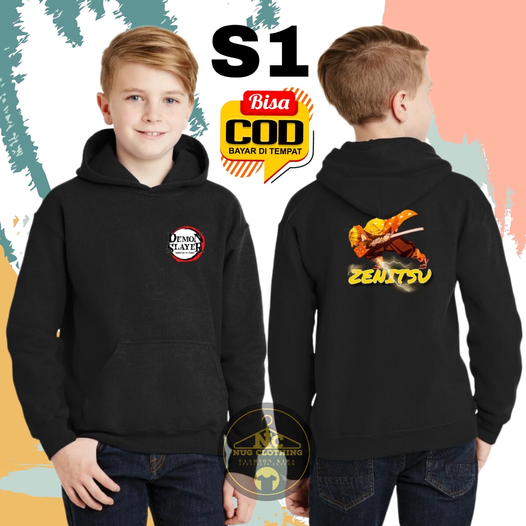 Jaket Hoodie Anak Anime Kimetsu No Yaiba Zenitsu Demon Slayer