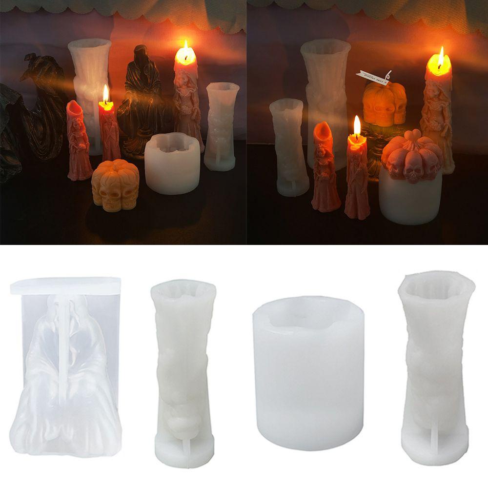Preva Halloween Candle Mold Gift Polymer Clay Alat Membuat Lilin Cetakan Resin