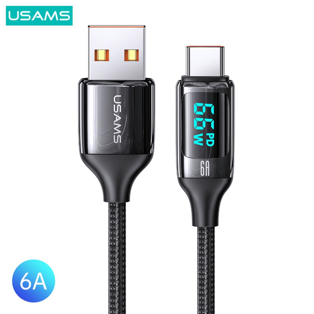 USAMS U78 Kabel Data Fast Charging 6A/66W Type C Digital Display