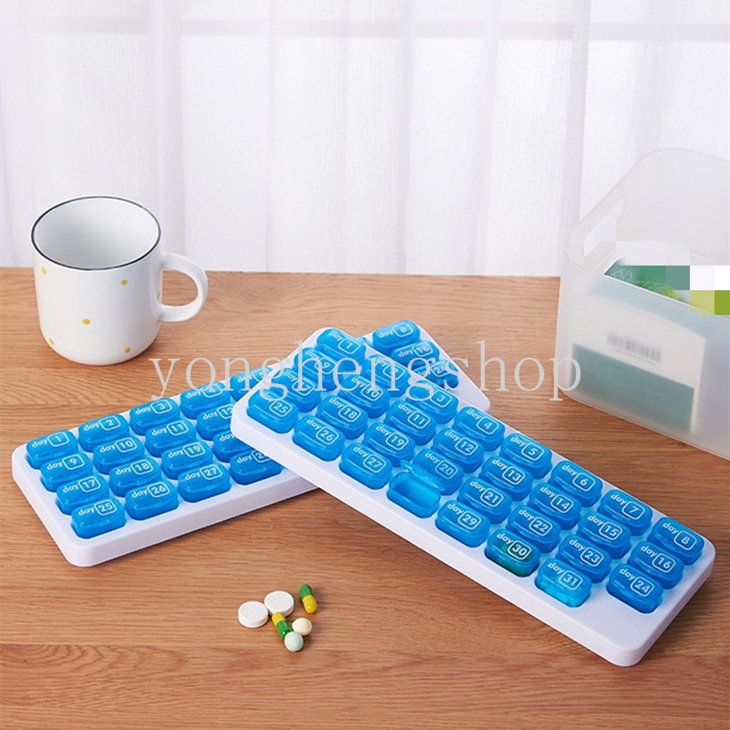 Kotak Penyimpanan Obat Pil 31 Grid Desain Keyboard Portabel Dapat Dilepas
