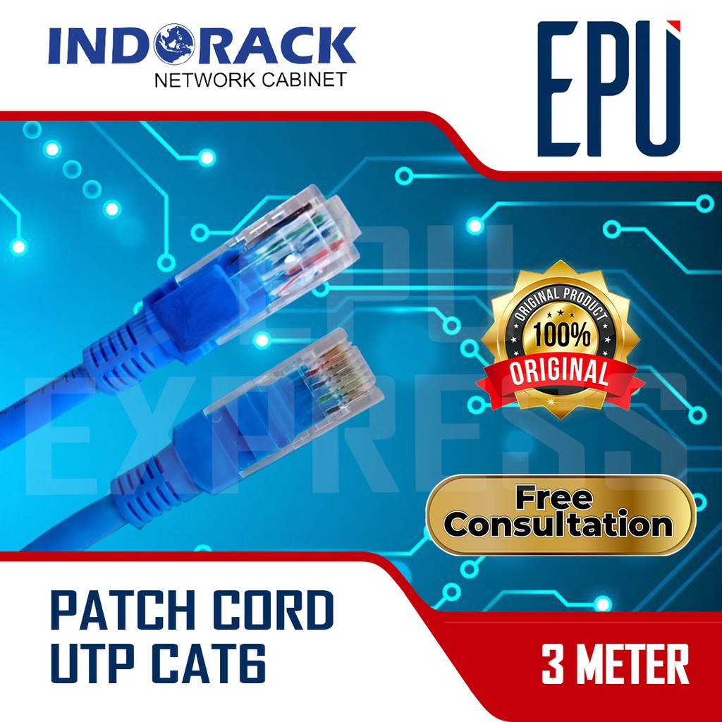 Indorack 3m Kabel Lan Cat6 Cat.6 UTP Ethernet Patch Cord Cable