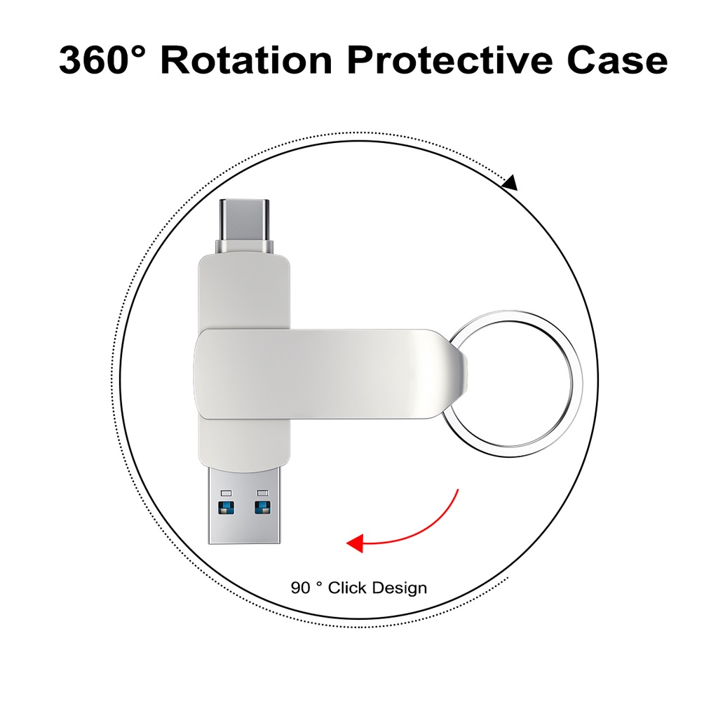 Flashdisk OTG USB Tipe c 1TB 2 in 1 Bahan Metal Untuk Android / Laptop