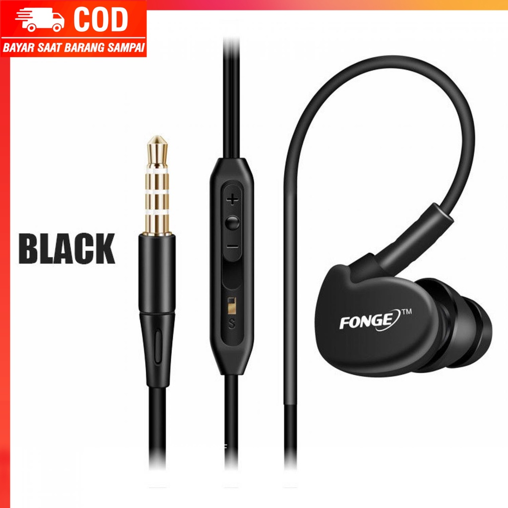 (100% BARANG ORI) Fonge Sport Earphone Stereo Bass Waterproof with Microphone - FG-S500