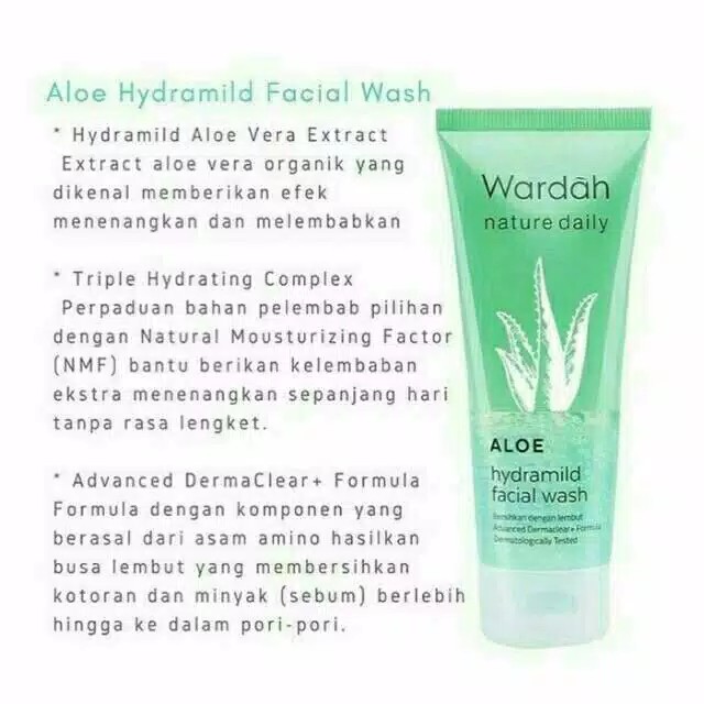 ❣️Rakkistore99❣️Wardah Nature Daily Aloe Hydramild Facial Wash 100ml (100% Original)