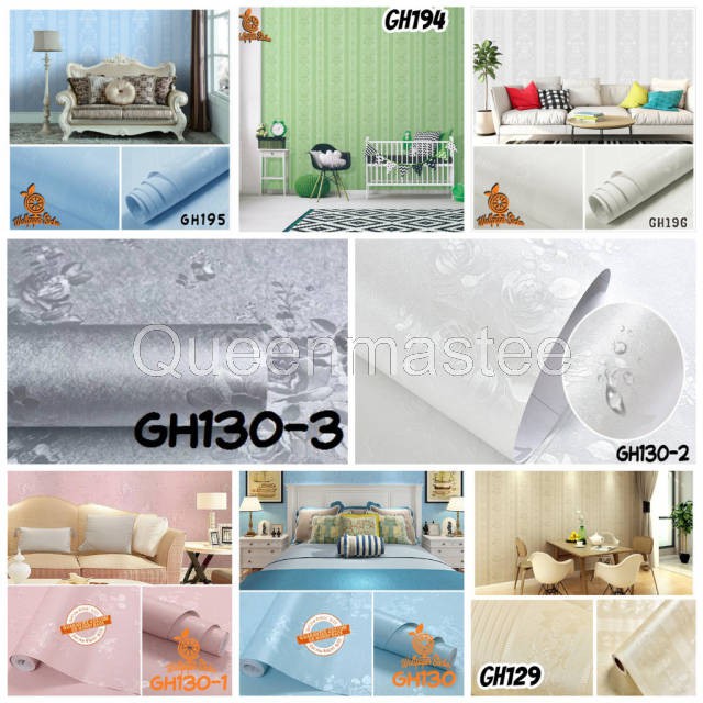 Queenmastee-Wallpaper Sticker Dinding Motif Bunga Embos Ukuran 45CmX5M - GH130 - GH130-3