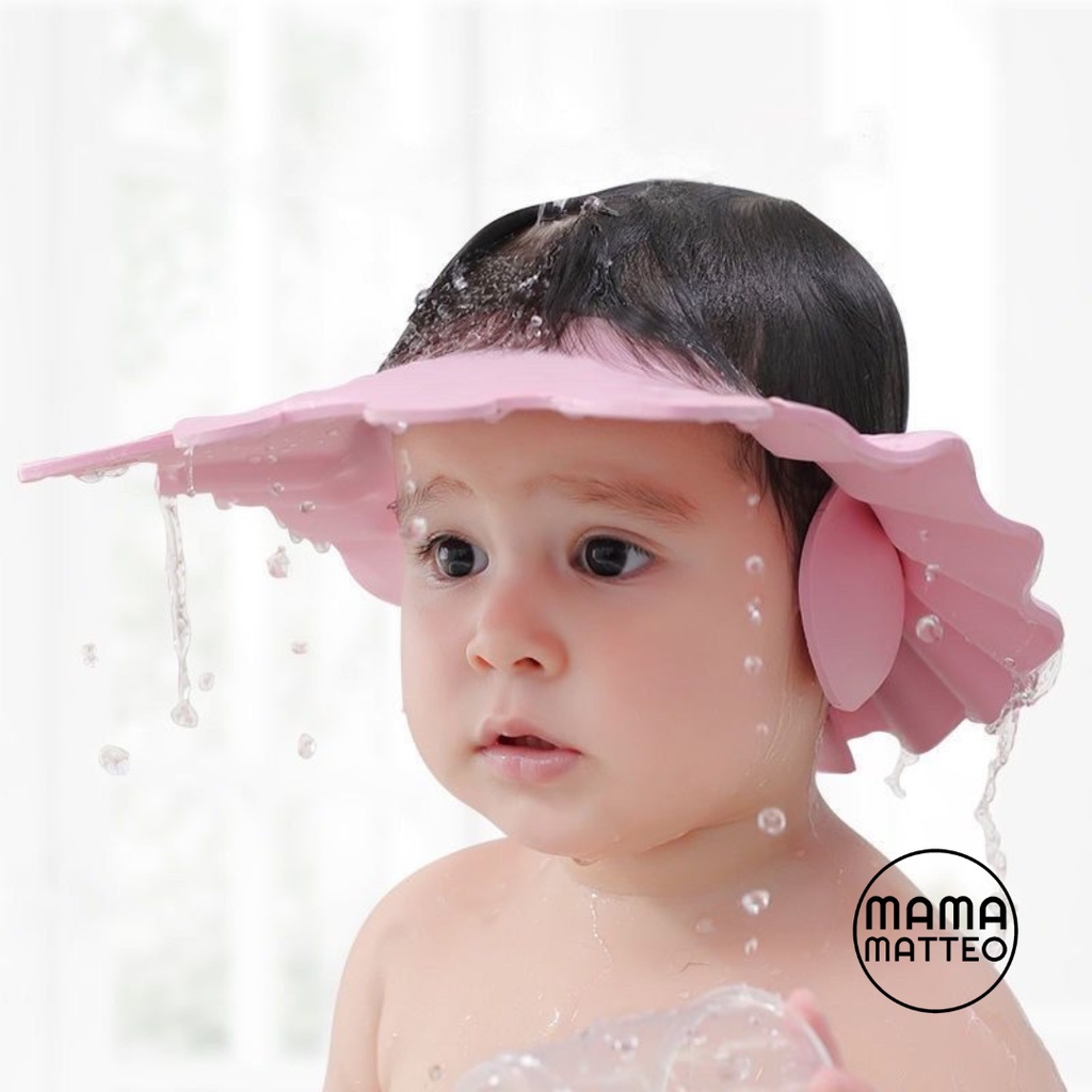 Topi Keramas Bayi dan Anak / Topi Mandi Dengan Tutup Telinga / Warna Biru Pink Kuning