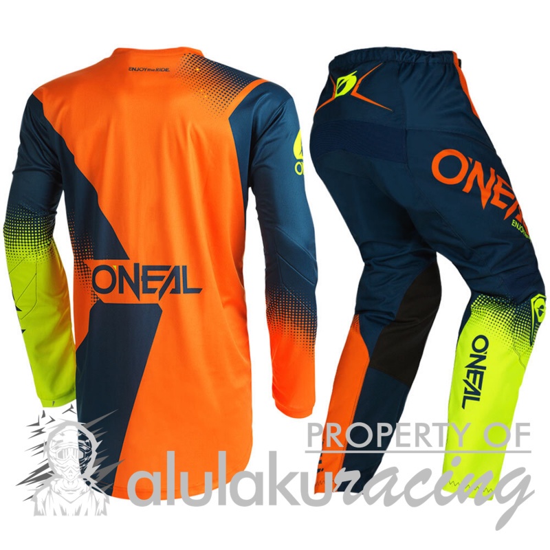 Jersey with Pants Oneal 2022 Element Racewear Blue Orange Neon Yellow - ON017