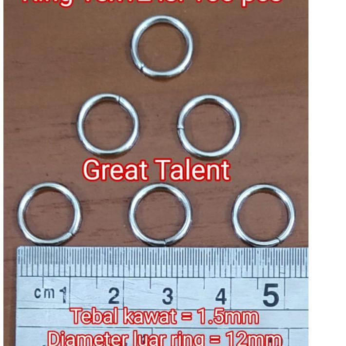 BIG DEALS 100 pcs Ring Bulat 15 x 12 Nikel Silver -Tebal Kawat 1.5mm, Diameter Ring 12mm- Pengait Me
