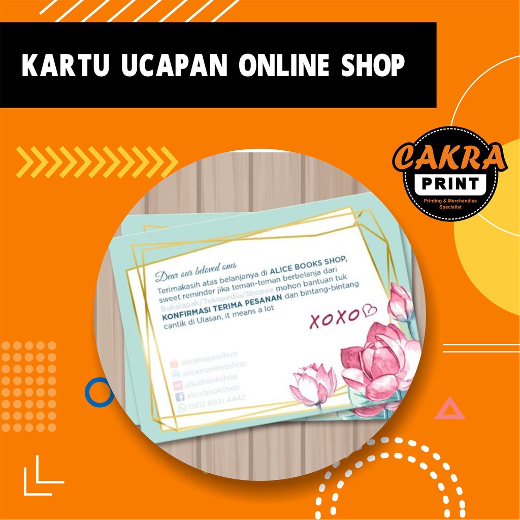 Cetak Kartu Ucapan Terima Kasih Online Shop Isi 100pcs Shopee Indonesia