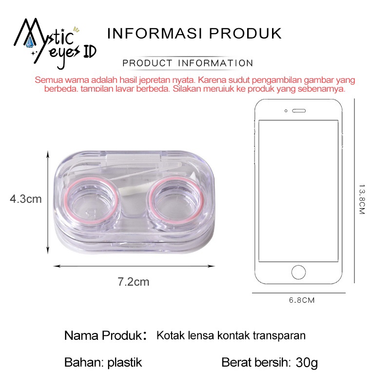 MYSTICEYES Clear Softlens Case / Case Soflens Transparent / Kontak Lensa Case Transparan