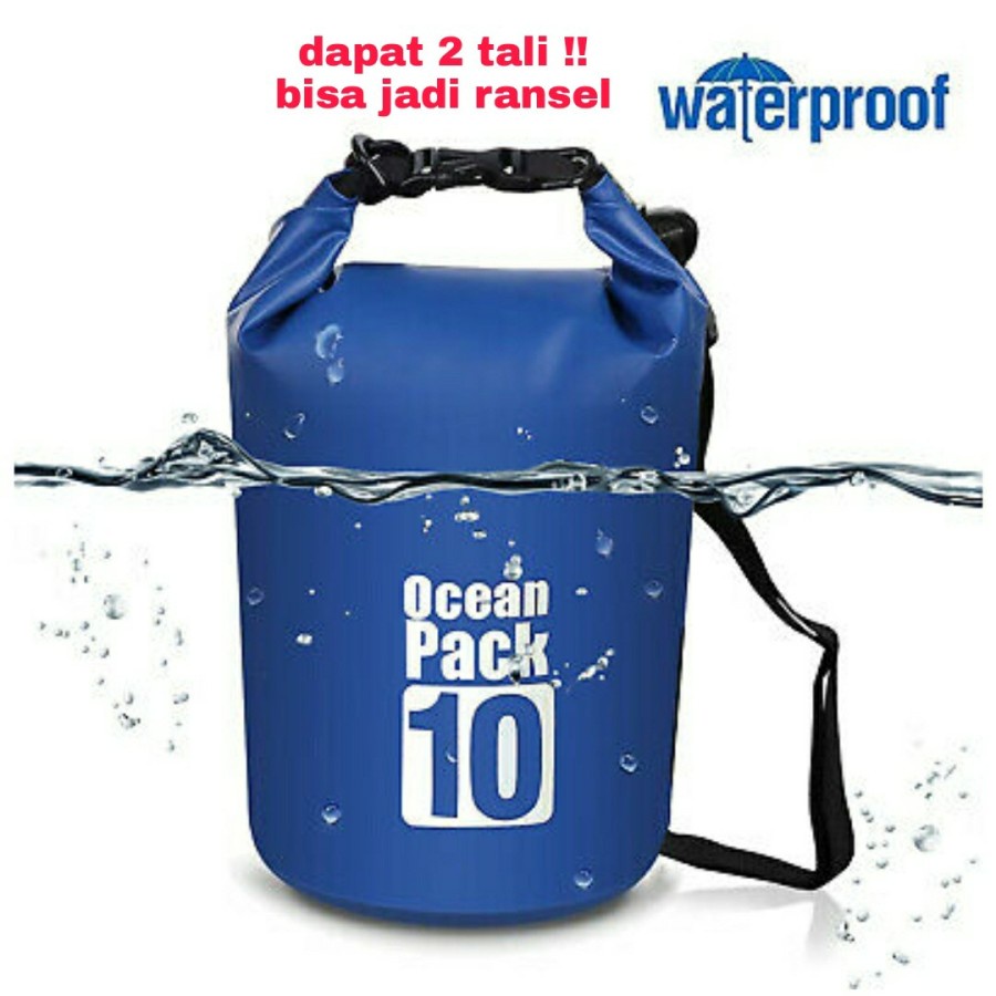 【COD】 Ocean Pack` Dry Bag 10 Liter` DryBag Waterproof 10L` Tas Kantong Anti Air 10 L` Renang Diving Snorkling Hiking Camping Traveling