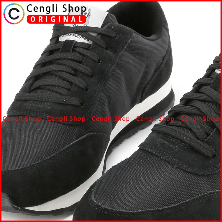 SEPATU HUSH PUPPIES PRIA ORIGINAL TERBARU SNEAKER CASUAL HITAM HM005