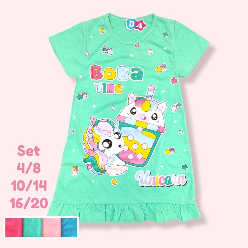 Dress Baju Anak Perempuan Daster Anak Printing By Dedina Kids 2-10T Termurah Bisa COD