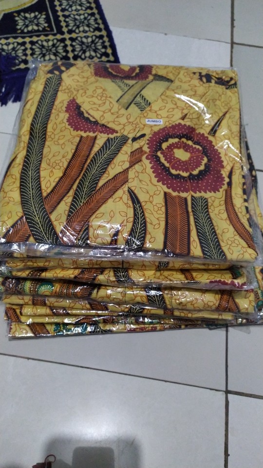 Batik Couple Keluarga Sania Ruffle Ori Ndoro Jowi Dnt Motif Daun Ilalang Kuning