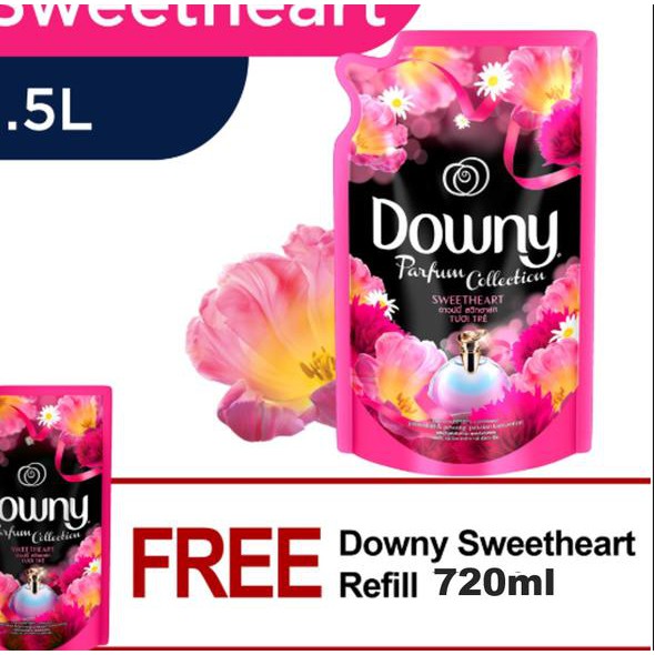[KODE BARU 88] Downy Pelembut Pakaian Sweetheart Refill 1.5 L (Free Refill 720 ml) TERMURAH!!!