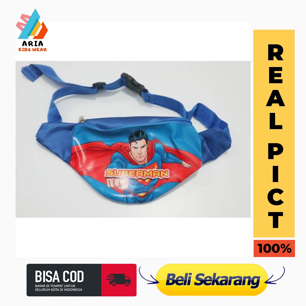 TAS SELEMPANG SLEMPANG WAISTBAG SLING BAG ANAK LAKI LAKI SUPERHERO IRONMAN SUPERMAN ULTRAMAN CAPTAIN