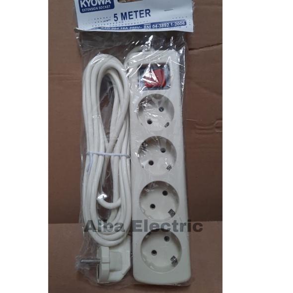 ♖ STOP KONTAK 4 LUBANG 5 METER KUNINGAN / STOP KONTAK + KABEL 4 LUBANG 5 METER ☀