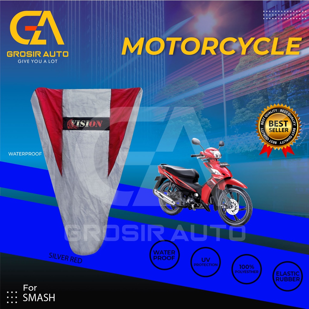 Cover Motor / Pelindung Sarung Motor / Penutup Motor Smash Vision Silver Merah Waterproof