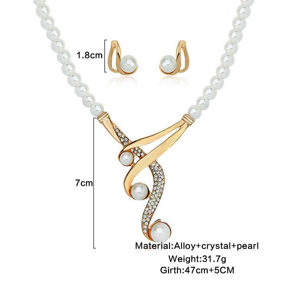 Lily Pearl Kalung Set Gadis Simulasi Mutiara Rantai Emas Necklace Chain