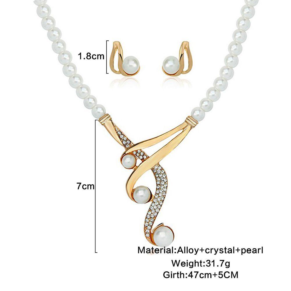 Solighter Mutiara Kalung Set Hadiah Gadis Rantai Emas Necklace Chain