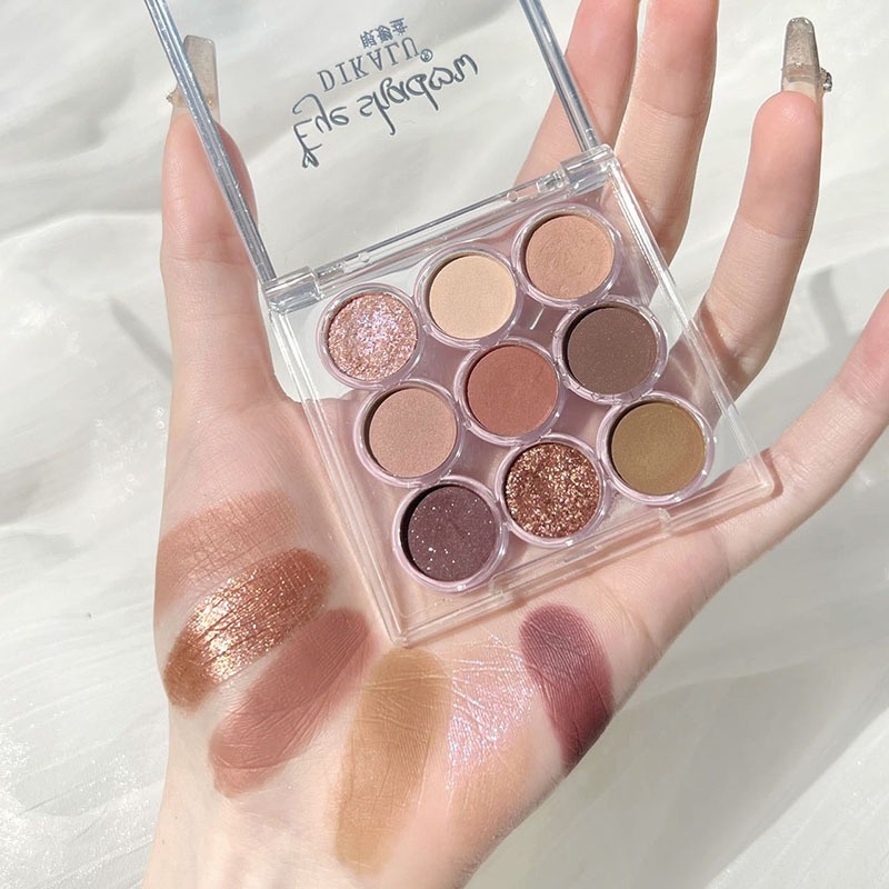 DIKALU EYESHADOW 9 WARNA KEMASAN AKRILIK BULAT MILK TEA KODE DKL - 919