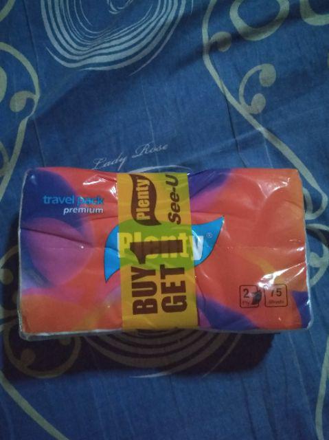 Plenty Travel Pack Tissue Premium [2 Ply/75 Sheet] - Buy 1 Get 1