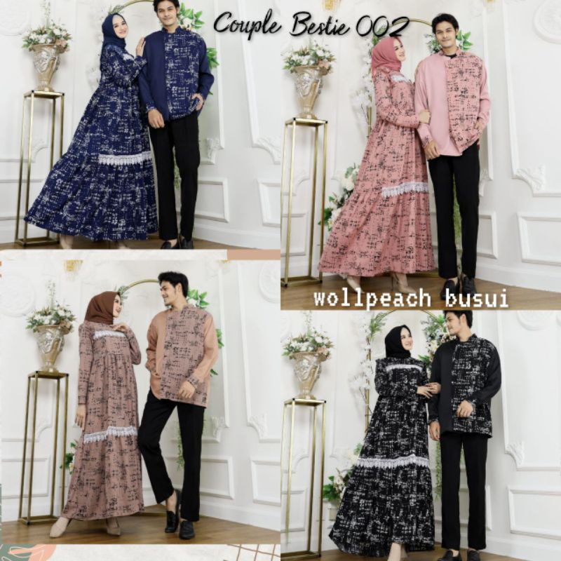 COUPLE SET DRESS MUSLIM BESTIE BAJU LEBARAN PASANGAN KR