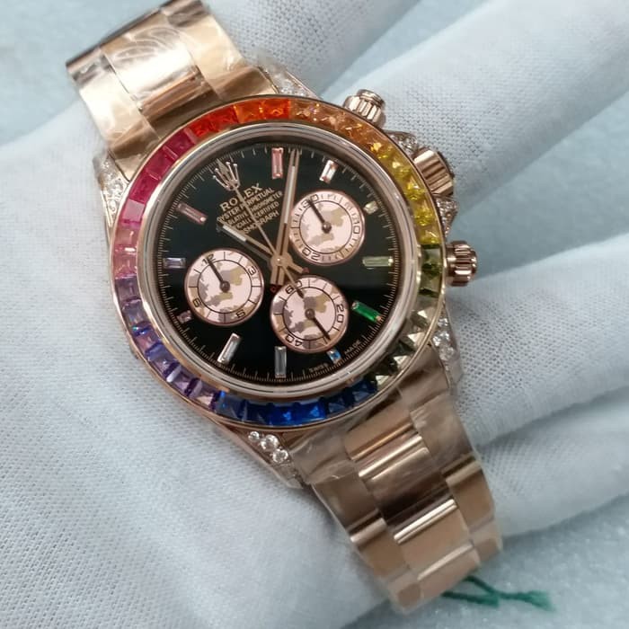 Rolex Daytona Rainbow Rosegold Diamond JH Best Clone 1:1 SWISS ETA