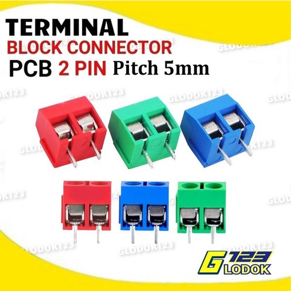 Terminal Blok Block 2 3 Pin Skrup Screw PCB Pitch 5mm Kabel Konektor