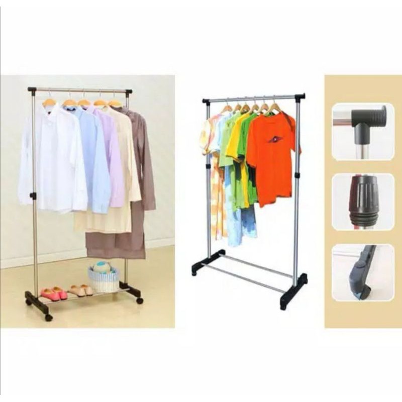 RAK BAJU GANTUNG. SEPATU SANDAL. SINGLE ROD RACK | Shopee Indonesia