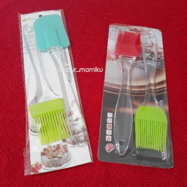 DAPURMAMI Spatula dan Kuas silikon Set 2 Pcs Kuas silikon Set isi 2