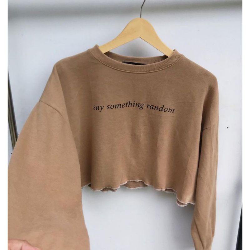 GS - SOMETHING SWEATER CROP OBLONG CREWNECK WANITA