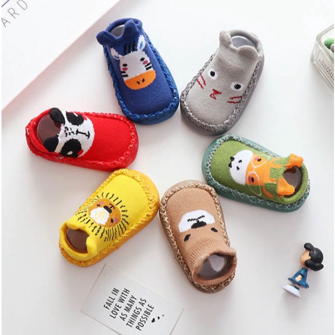 Sepatu prewalker anak bayi kaos kaki lantai dengan antislip moccasins